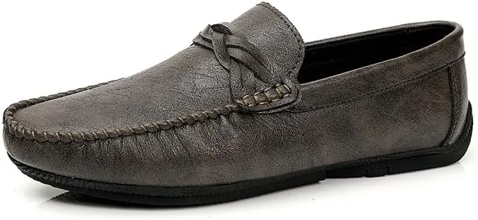 Men's Loafers Round Toe Vegan Leather Solid Color Loafer Shoes Slip Resistant Comfortable Anti-Slip Prom Party Slip-on