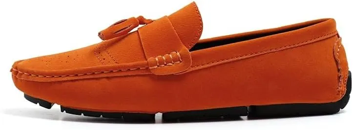 Mens Loafers Shoe Nubuck Leather Tassel Penny Driving Loafers Slip Resistant Anti-Slip Flexible Prom Slip-on