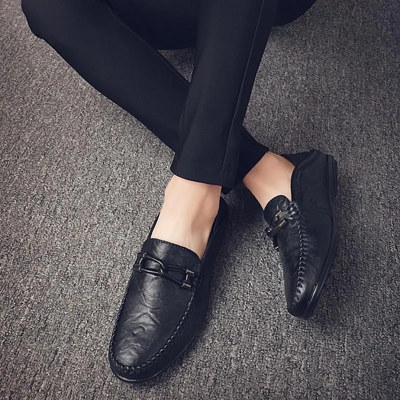 Men's Loafers Shoes Round Toe Vegan Leather Stitching Details Slip Resistant Anti-Slip Comfortable Classic Fashion Slip-ons