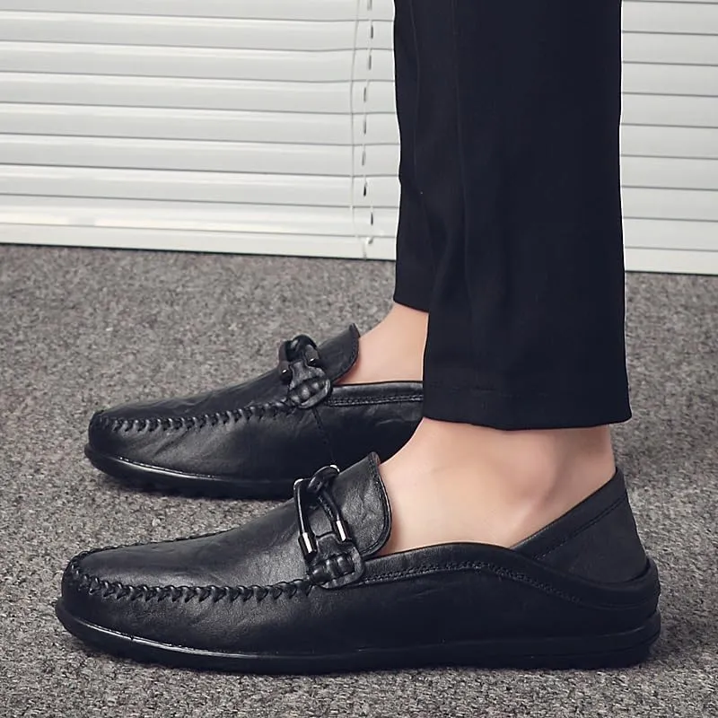 Men's Loafers Shoes Round Toe Vegan Leather Stitching Details Slip Resistant Anti-Slip Comfortable Classic Fashion Slip-ons