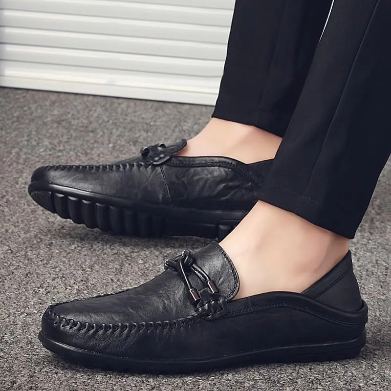 Men's Loafers Shoes Round Toe Vegan Leather Stitching Details Slip Resistant Anti-Slip Comfortable Classic Fashion Slip-ons