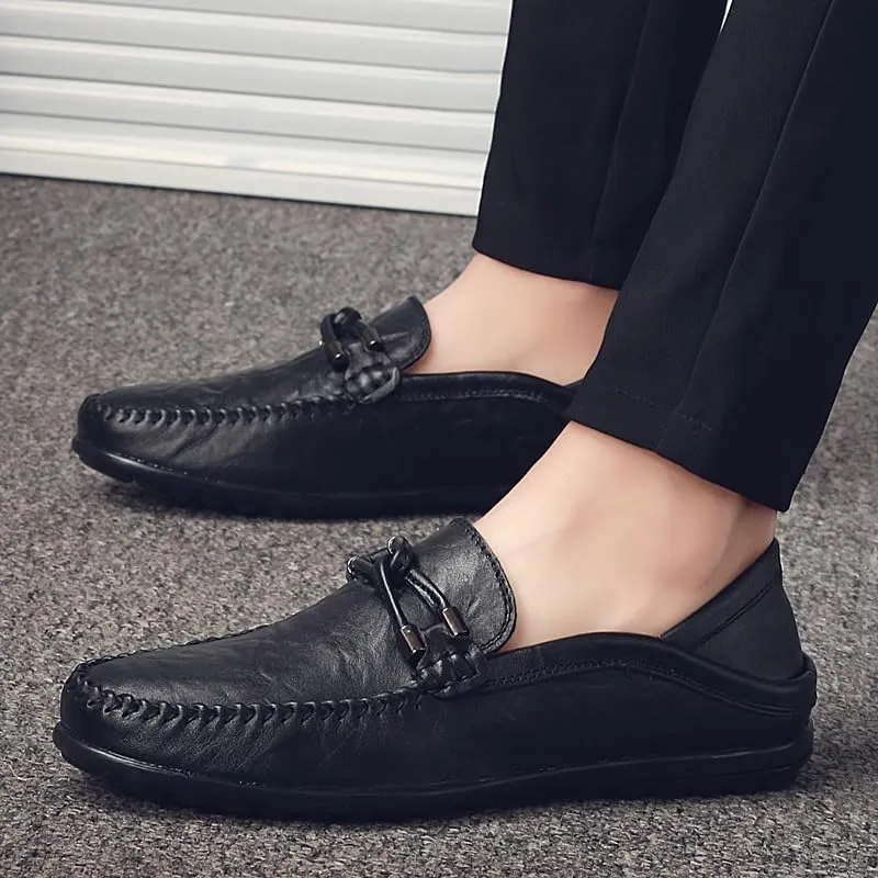 Men's Loafers Shoes Round Toe Vegan Leather Stitching Details Slip Resistant Anti-Slip Comfortable Classic Fashion Slip-ons