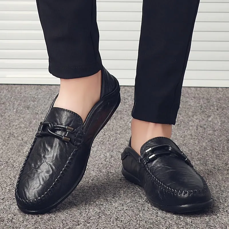 Men's Loafers Shoes Round Toe Vegan Leather Stitching Details Slip Resistant Anti-Slip Comfortable Classic Fashion Slip-ons