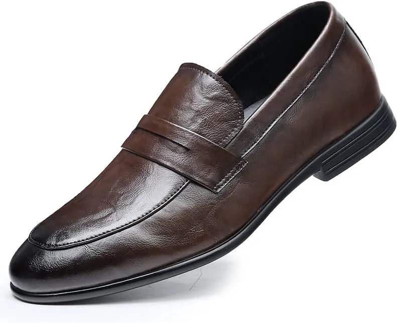 Men's Loafers Shoes Solid Color Vegan Leather Penny Loafers Flat Heel Anti-Slip Comfortable Party Slip-ons