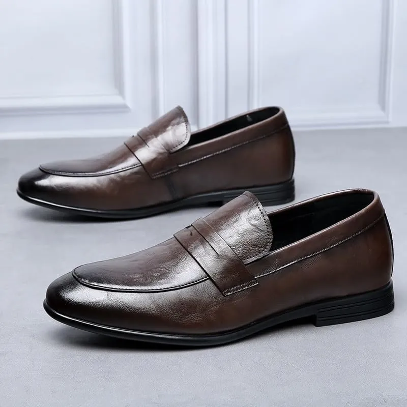 Men's Loafers Shoes Solid Color Vegan Leather Penny Loafers Flat Heel Anti-Slip Comfortable Party Slip-ons
