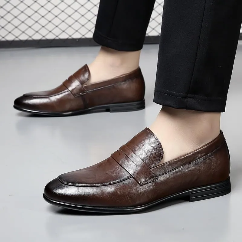 Men's Loafers Shoes Solid Color Vegan Leather Penny Loafers Flat Heel Anti-Slip Comfortable Party Slip-ons