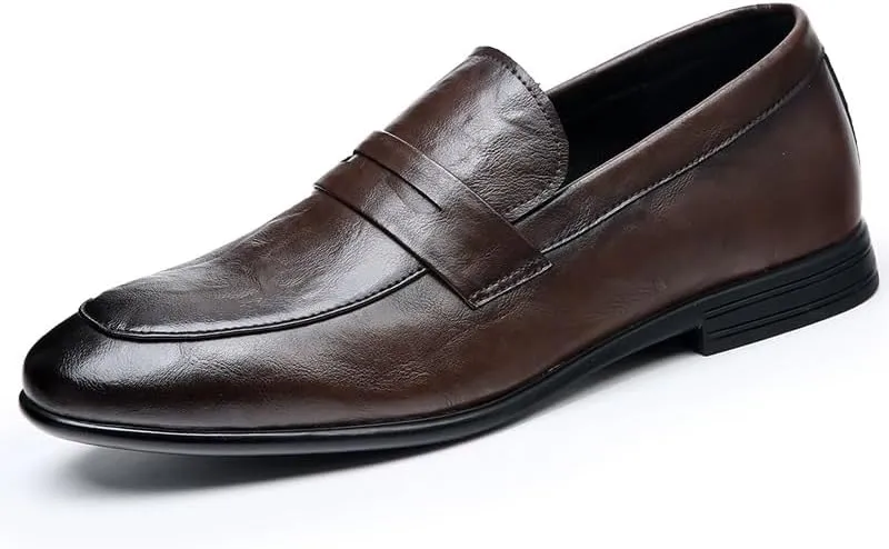 Men's Loafers Shoes Solid Color Vegan Leather Penny Loafers Flat Heel Anti-Slip Comfortable Party Slip-ons