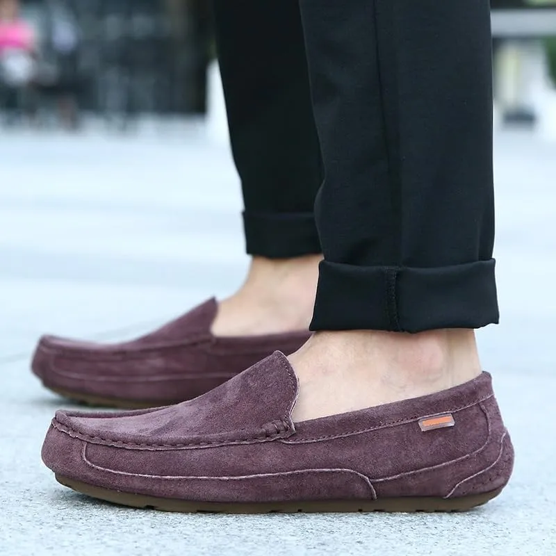 Men's Loafers Shoes Square Toe Solid Color Vegan Leather Resistant Flexible Lightweight Fashion Slip On