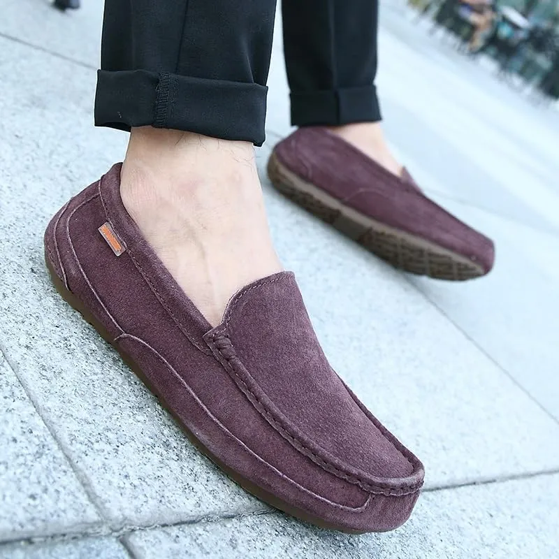 Men's Loafers Shoes Square Toe Solid Color Vegan Leather Resistant Flexible Lightweight Fashion Slip On
