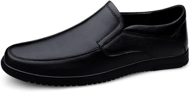 Men's Loafers Solid Color Vegan Leather Slip Resistant Loafer Shoes Flat Heel Resistant Anti-Slip Party Classic Slip On