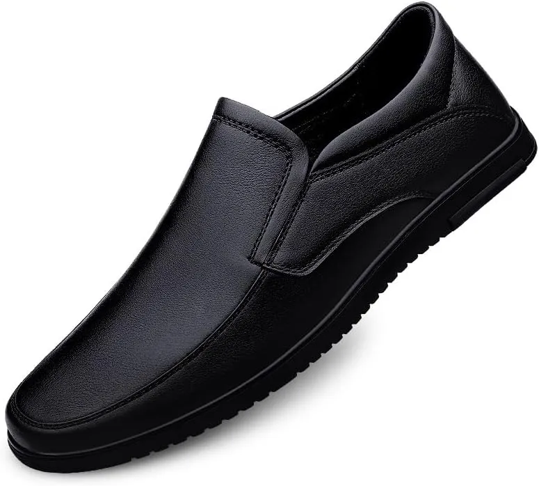 Men's Loafers Solid Color Vegan Leather Slip Resistant Loafer Shoes Flat Heel Resistant Anti-Slip Party Classic Slip On
