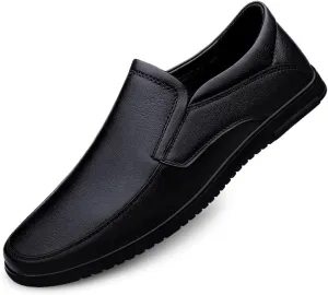 Men's Loafers Solid Color Vegan Leather Slip Resistant Loafer Shoes Flat Heel Resistant Anti-Slip Party Classic Slip On