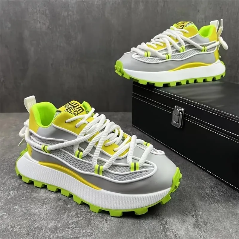 Men's Low-Top Color Sneakers - Breathable Fabric Durable Non-Slip Sole, Lace-Up, Round Toe for Casual Walking, Travel & Jogging - Versatile All-Season Footwear