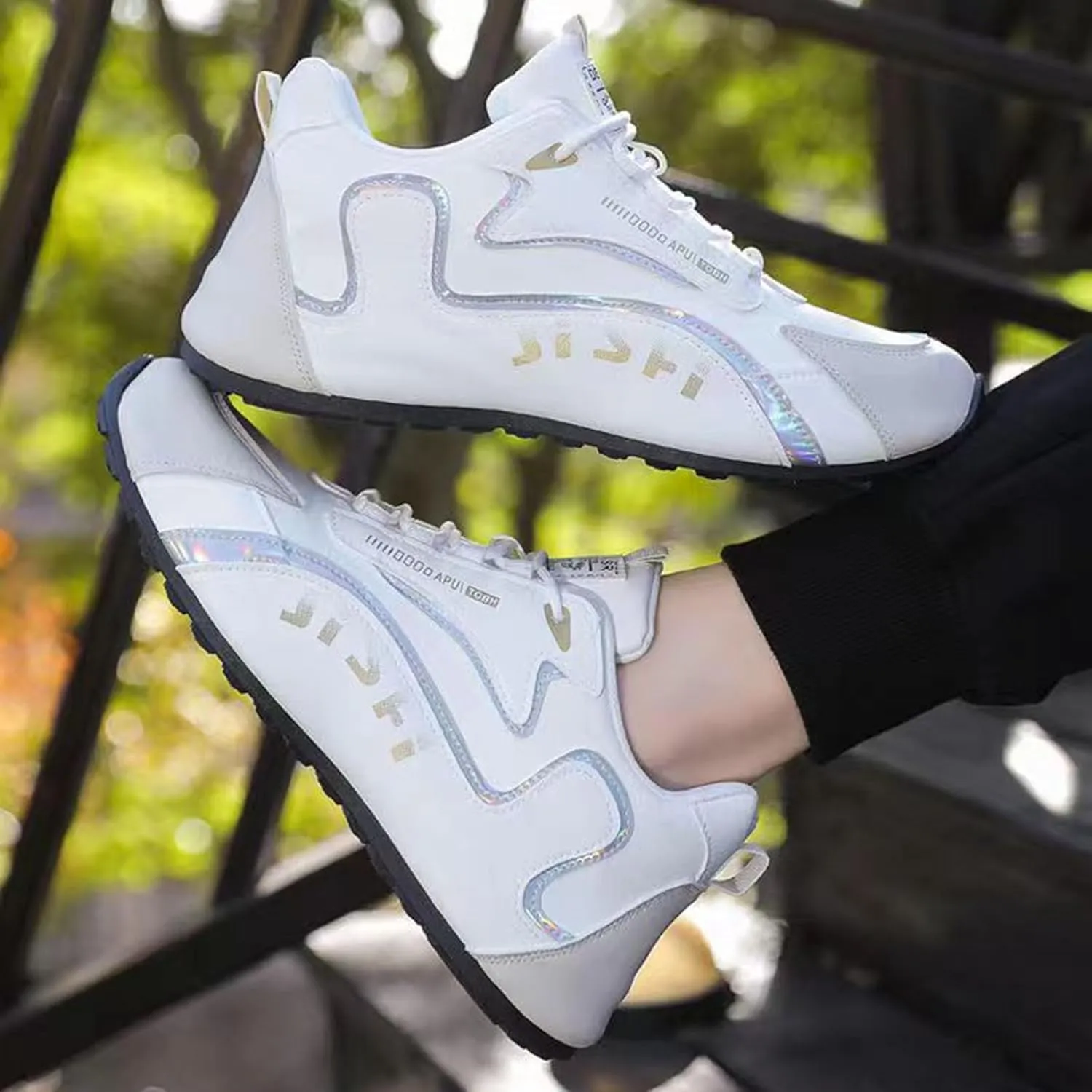 Men's White Running Sneakers - Golf Shoes