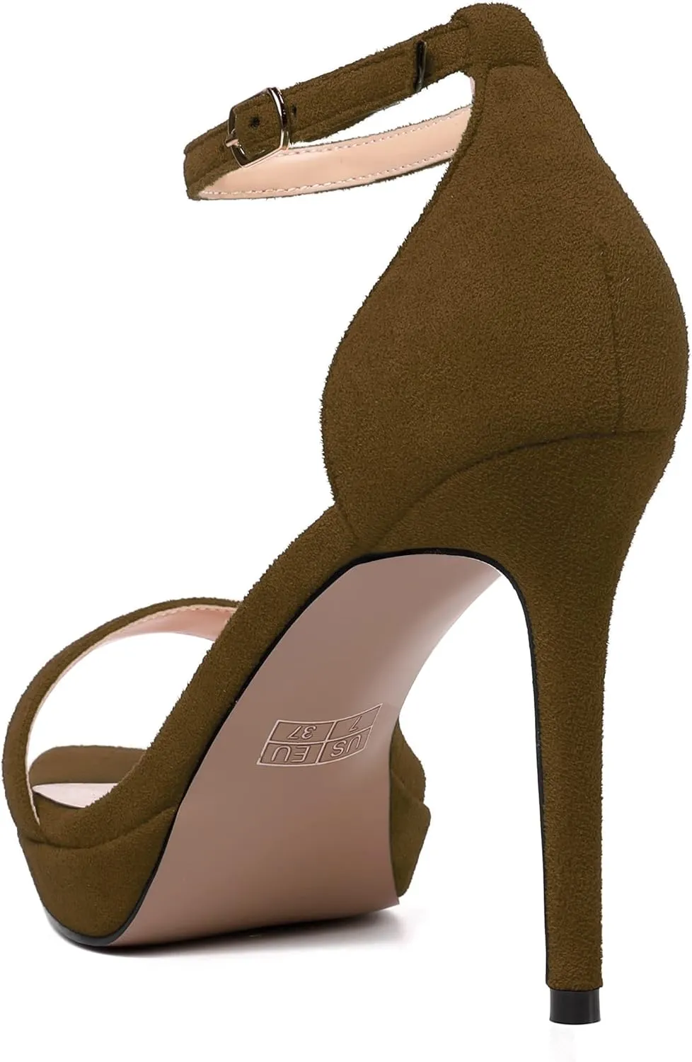 MERRORI Womens Ankle Strap Platform Women Heels Suede Women Heels Fashion Open Toe Dating Stiletto High Heel Sandals 4 Inch