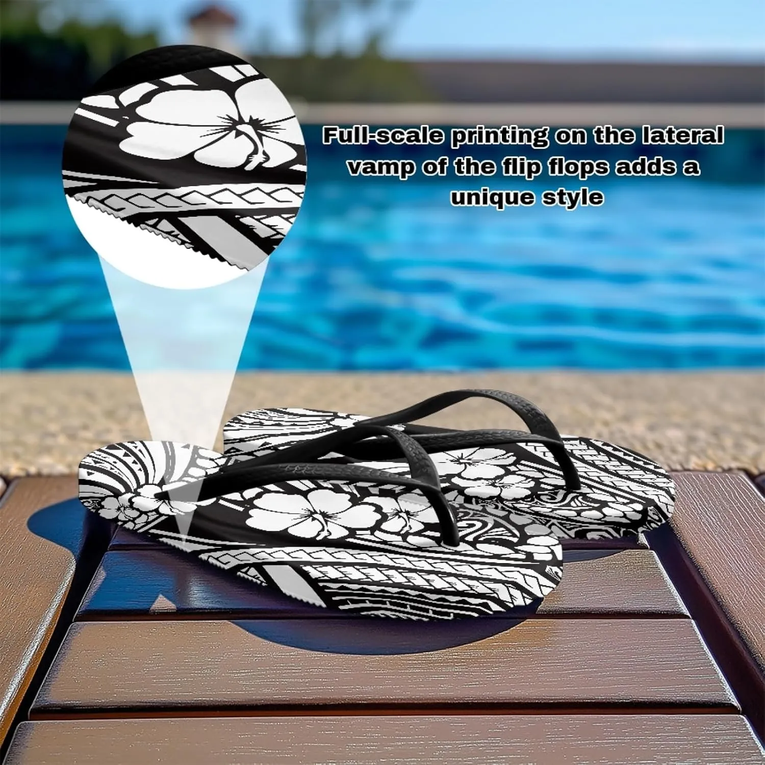 Micoklinlin Womens Flip Flops with Artistic Prints EVA Soft Shower Flat Sandals Summer Bathroom Beach Pool Rubber Slippers