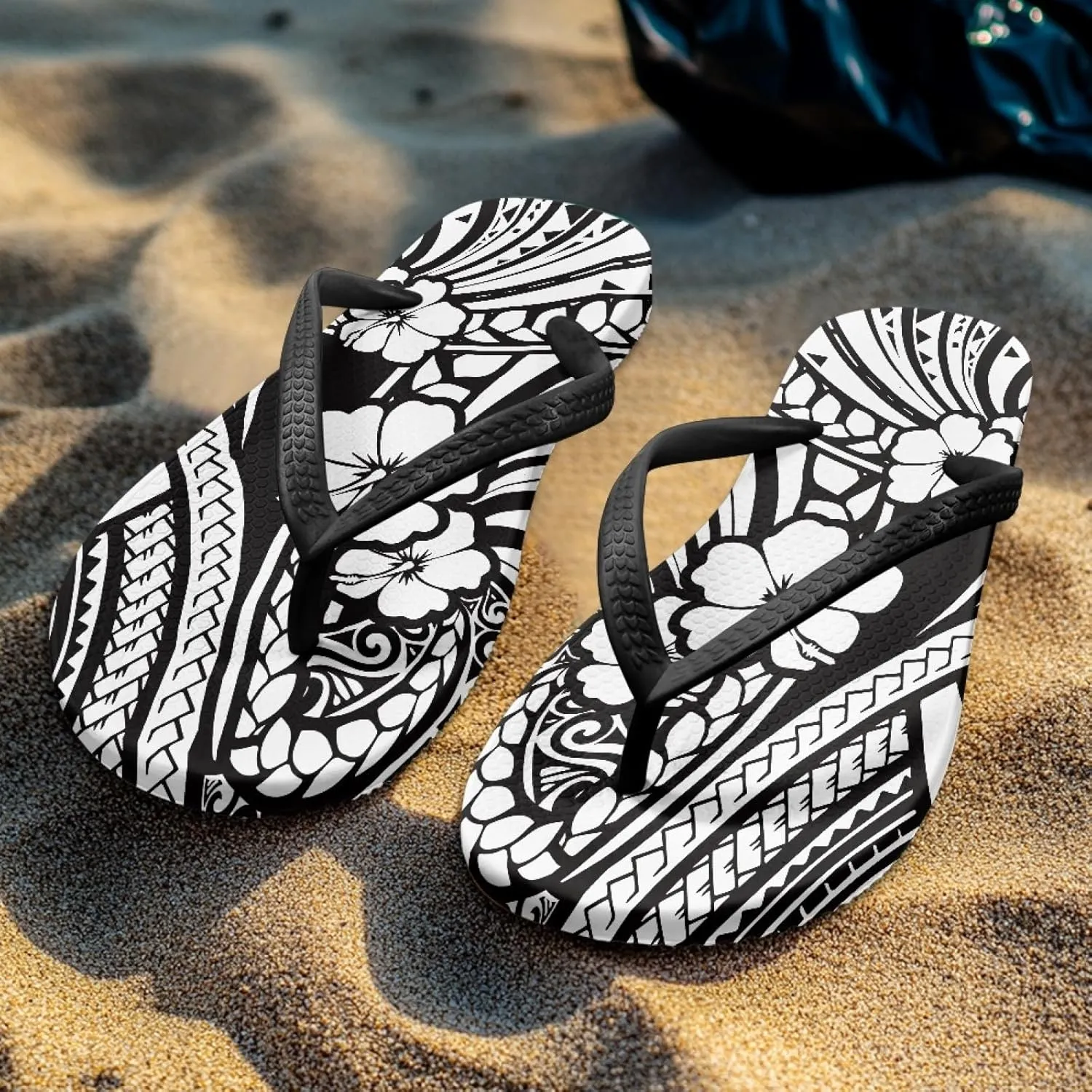 Micoklinlin Womens Flip Flops with Artistic Prints EVA Soft Shower Flat Sandals Summer Bathroom Beach Pool Rubber Slippers