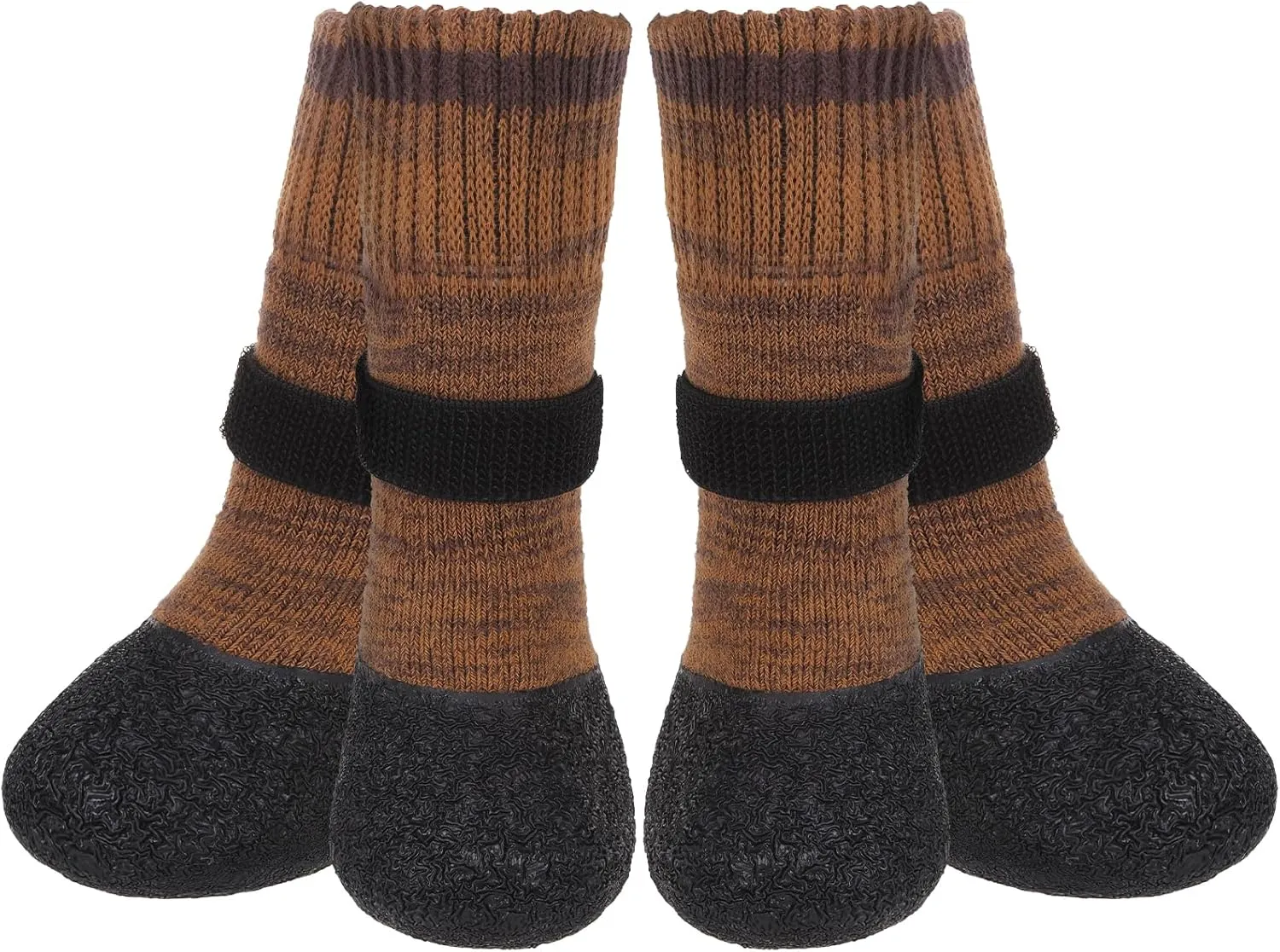 Mihachi Anti Slip Dog Socks, Dog Boots for Hardwood Floors Prevent Licking, Traction Control Waterproof Rubber Sole Paw Protectors for Small Medium Large Dogs, Brown Large
