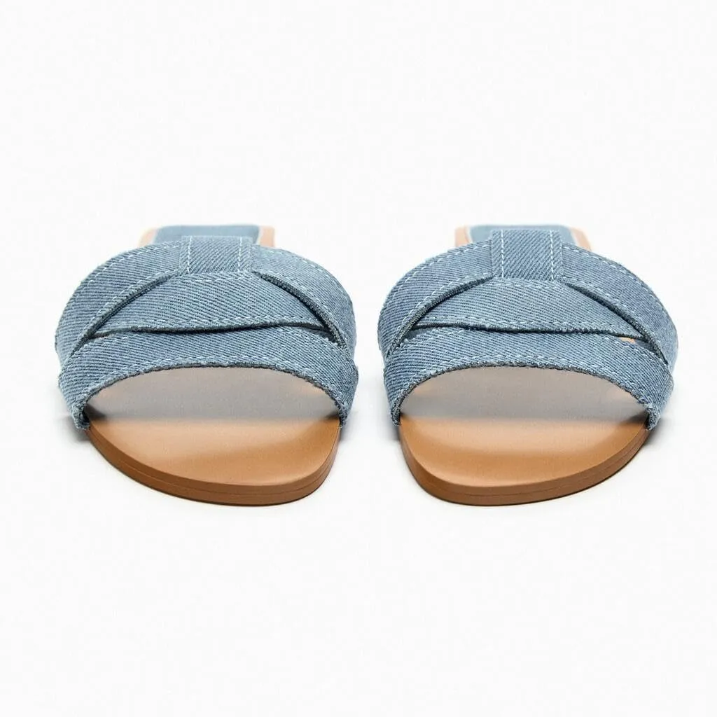 MissHeel Braided Soft Padded Sandals Single Band Flats