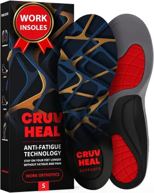 (New) Work Orthotic Insoles - Anti Fatigue Medium Arch Support Shoe Insert Men Women - for Plantar Fasciitis Flat Feet Leg - Relieve Foot Pain - Work Boot Insoles Standing All Day (S, Blue Lines)
