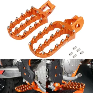 NICECNC Orange Forged Wide Foot Pegs Footrest Compatible with KTM 125-500XC/XCF/SX/SXF/EXC/EXCF,Husqvarna 125-501TX/FX/TE/FE/TC/FC 2017-22,GasGas EC250/300 EX300 EX250F/350F/450F 21-23