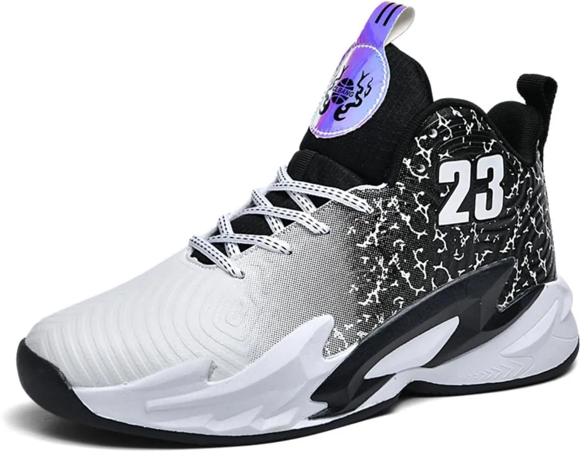 No.23 Durable Y2K Stylish High Top Shock Absorbing Sneakers for Men Anti Slip Basketball Running Training Shoes for Outdoor Sport Streetwear All Day Comfort Design