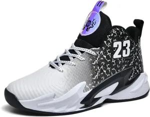 No.23 Durable Y2K Stylish High Top Shock Absorbing Sneakers for Men Anti Slip Basketball Running Training Shoes for Outdoor Sport Streetwear All Day Comfort Design