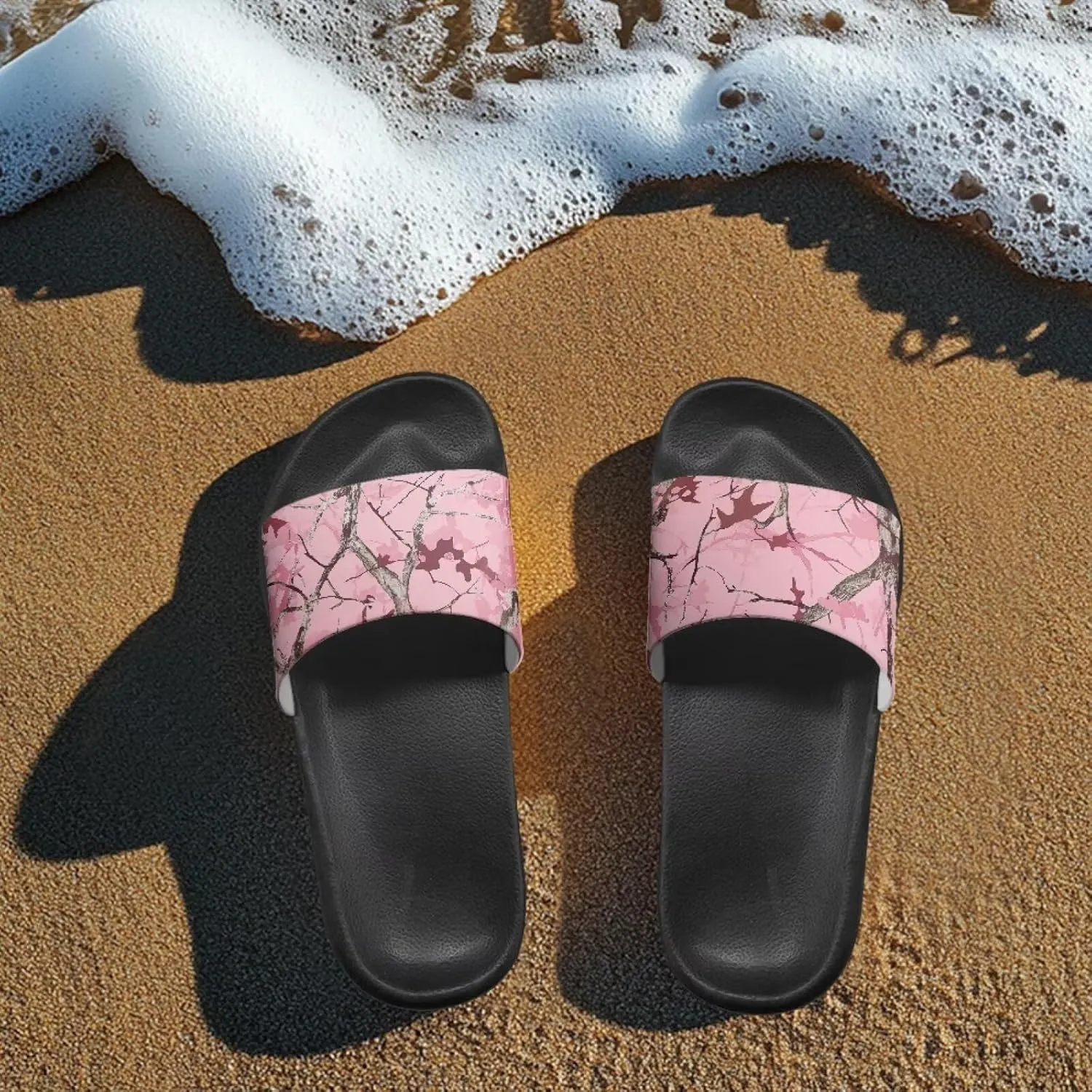 Novelty Camo Sandals Wide Platform Slides Non Slip Shower Bathroom Slippers for Women Soft Footbed Slipper