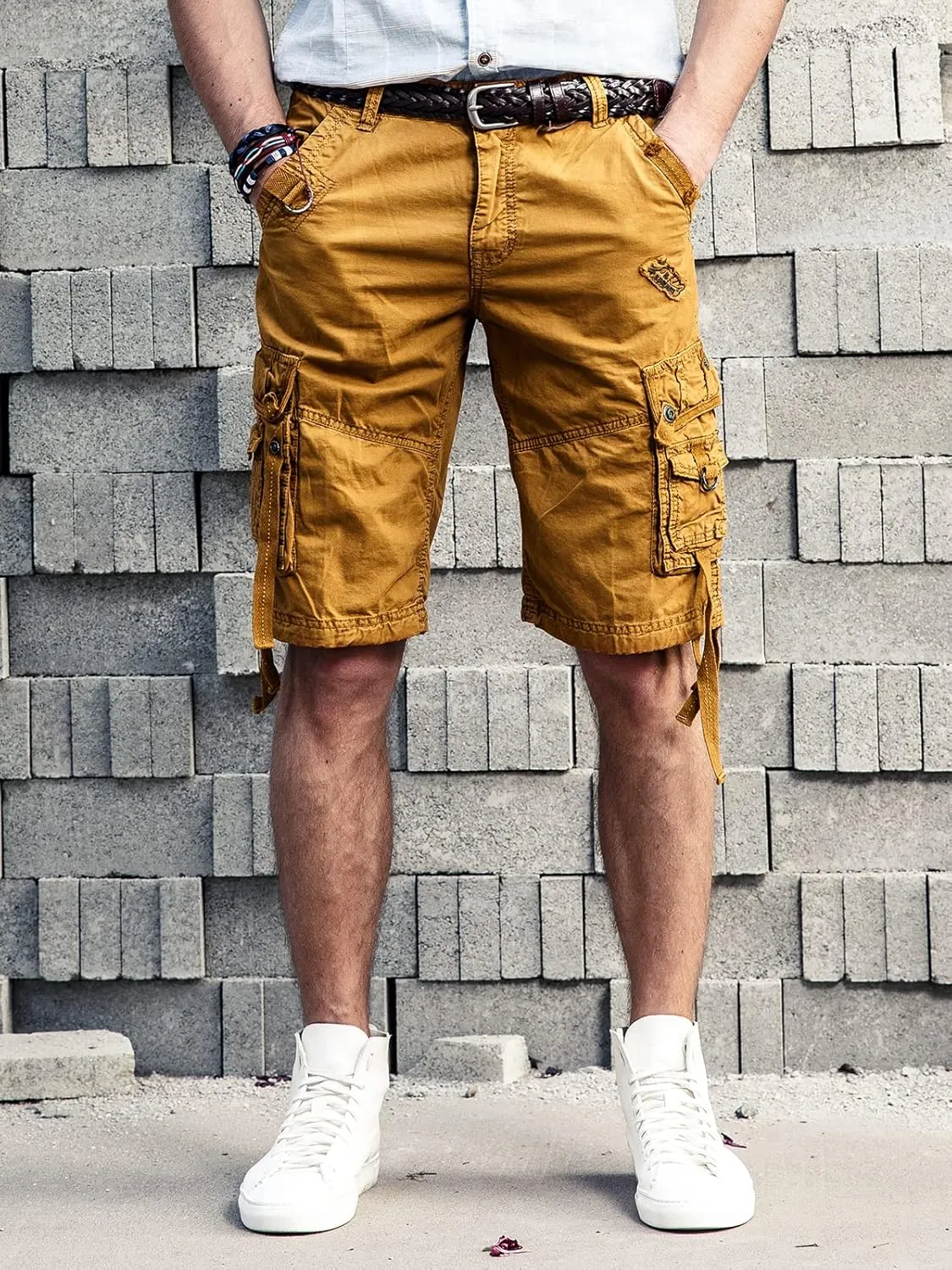 OCHENTA Men's Loose Fit Cargo Shorts with Multi Pockets