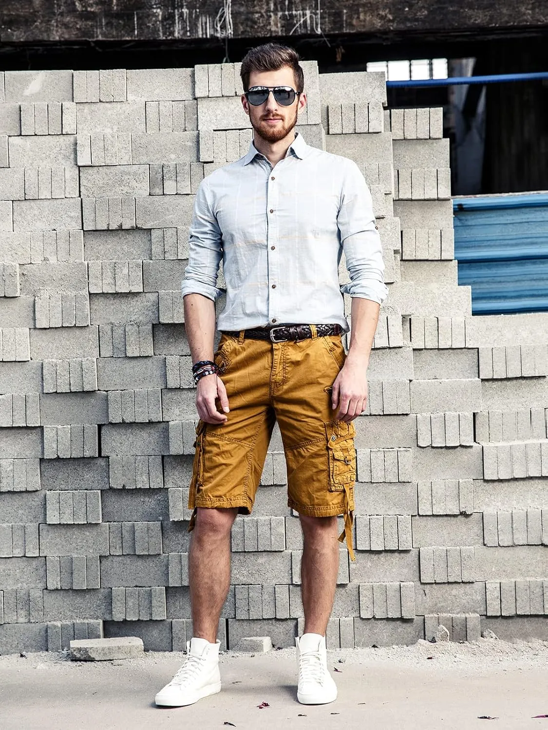 OCHENTA Men's Loose Fit Cargo Shorts with Multi Pockets