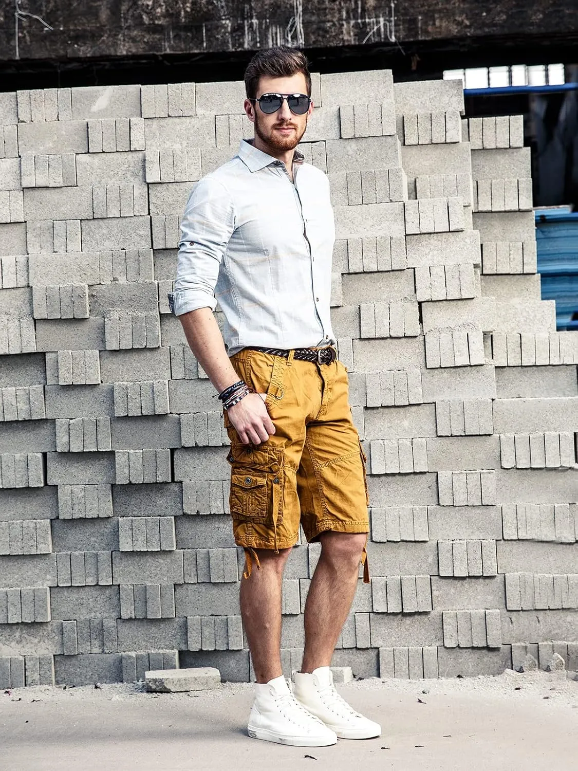 OCHENTA Men's Loose Fit Cargo Shorts with Multi Pockets
