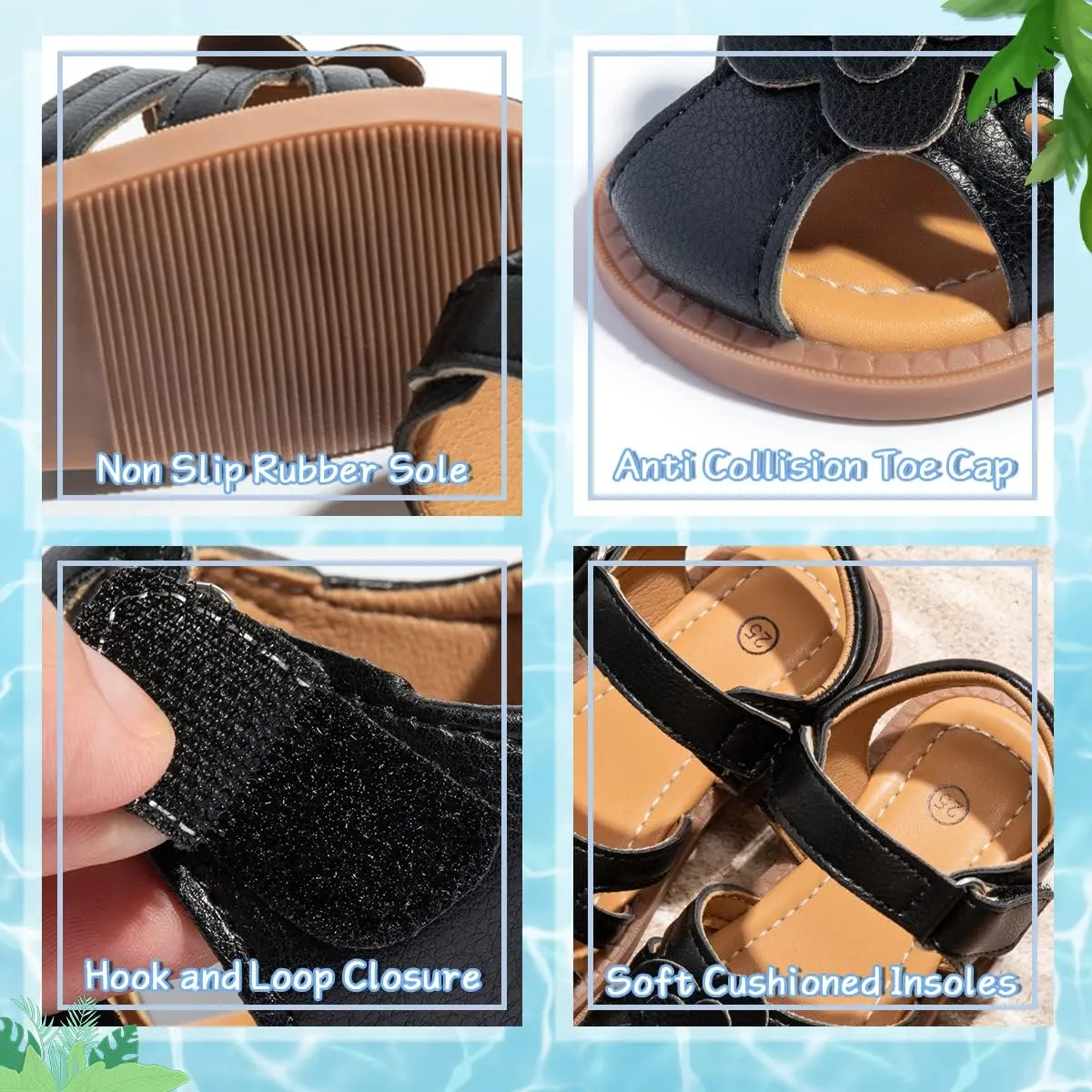 ohsofy Girls Sandals Closed Toe Flower Summer Outdoor Beach Dress Shoes (Toddler/Little Kid)