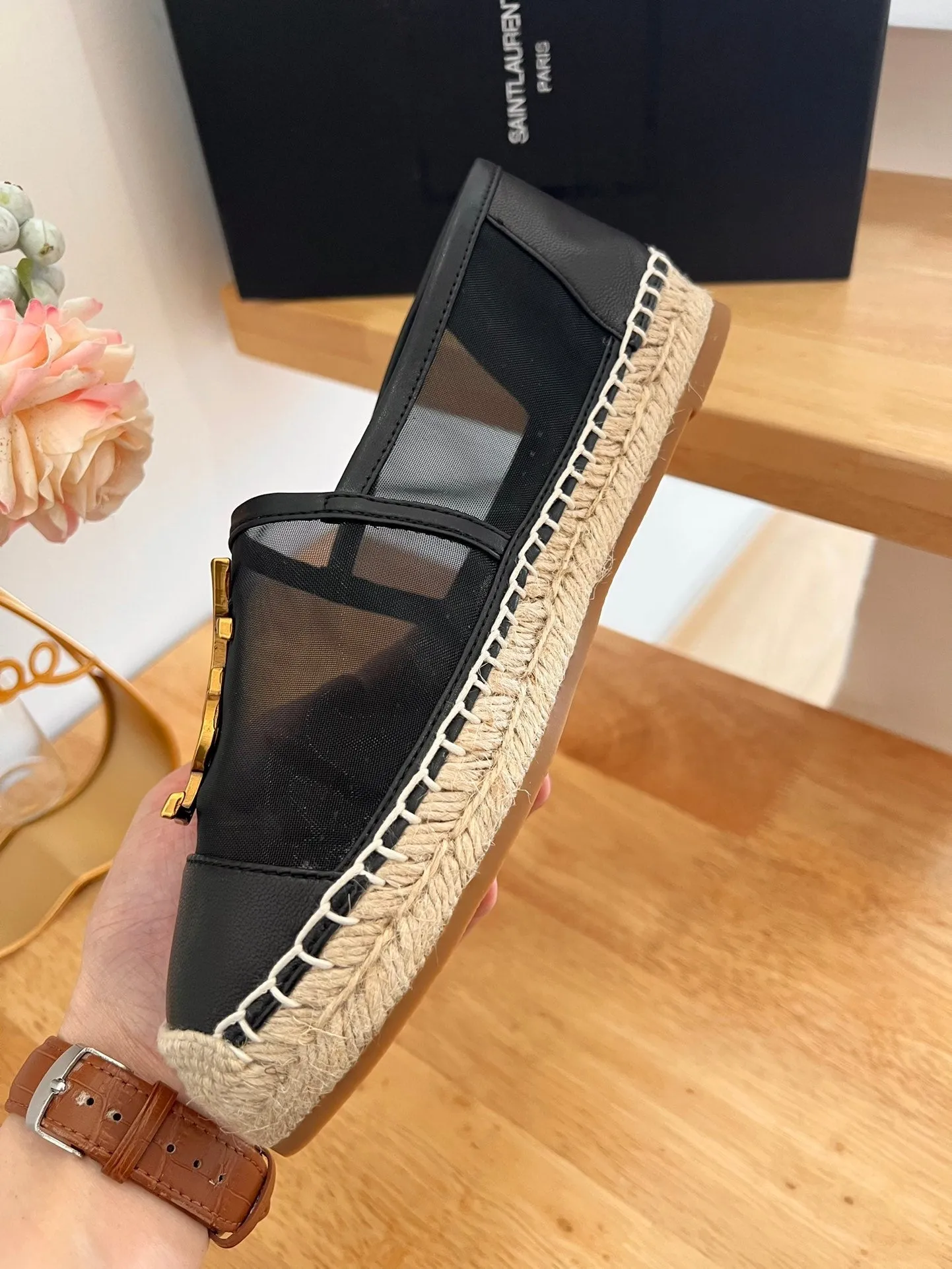 ON Saint AND BLACK Machine learning Laurent YVES SL SLIP LOGO Ultimate CALFSKIN MESH