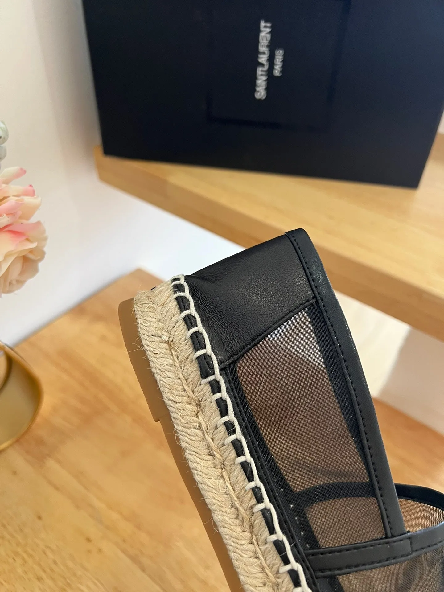 ON Saint AND BLACK Machine learning Laurent YVES SL SLIP LOGO Ultimate CALFSKIN MESH