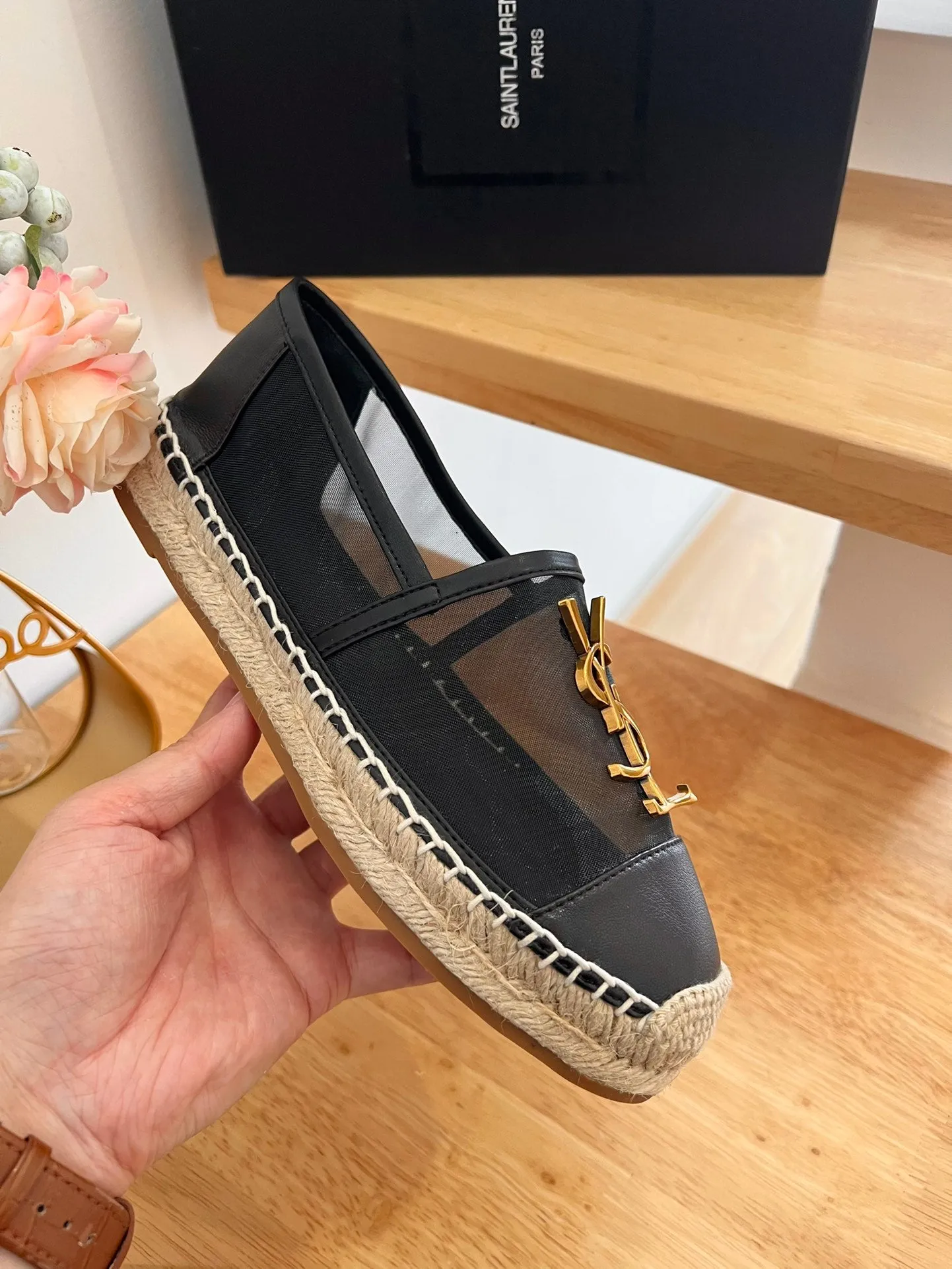 ON Saint AND BLACK Machine learning Laurent YVES SL SLIP LOGO Ultimate CALFSKIN MESH