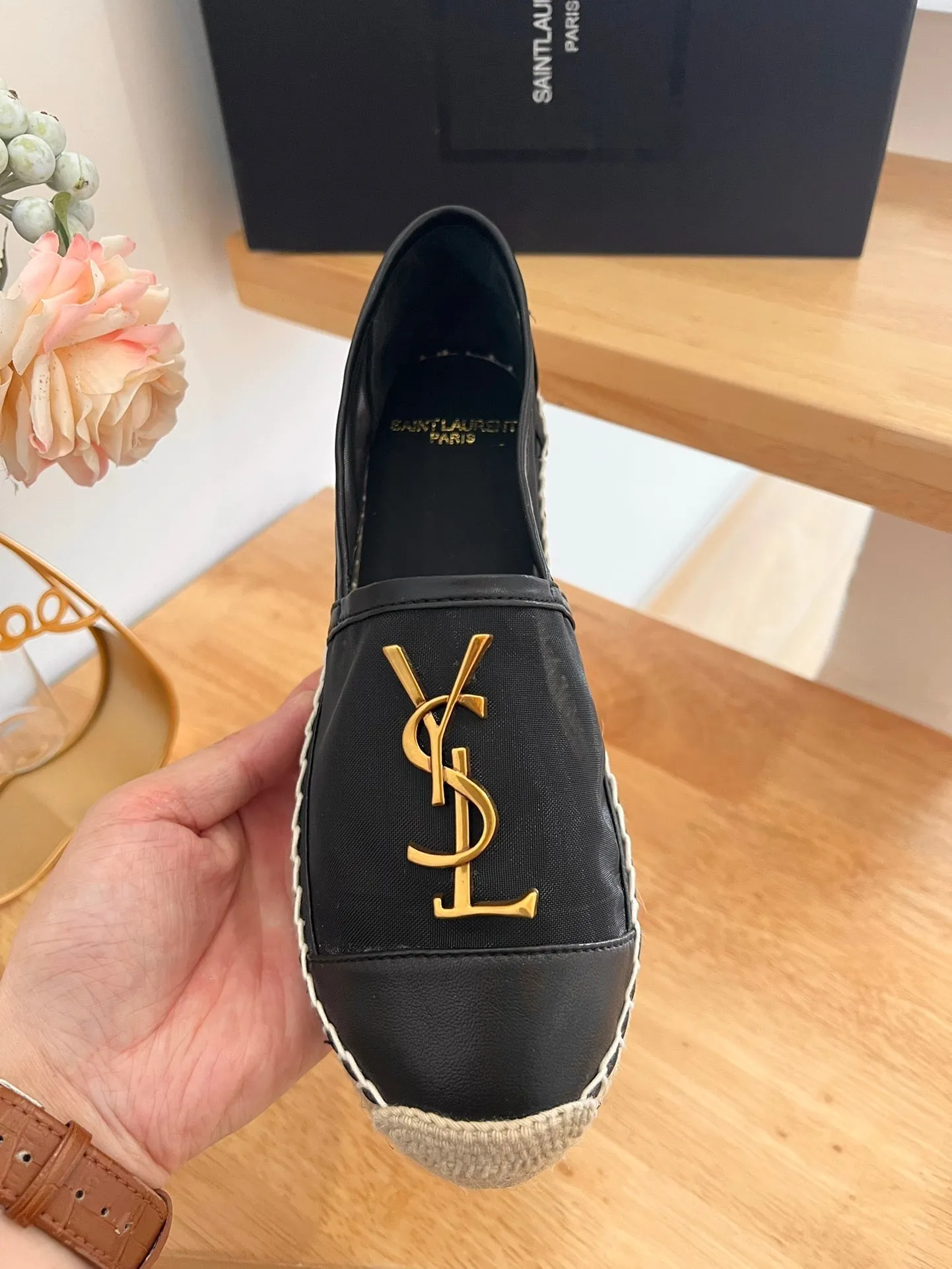 ON Saint AND BLACK Machine learning Laurent YVES SL SLIP LOGO Ultimate CALFSKIN MESH