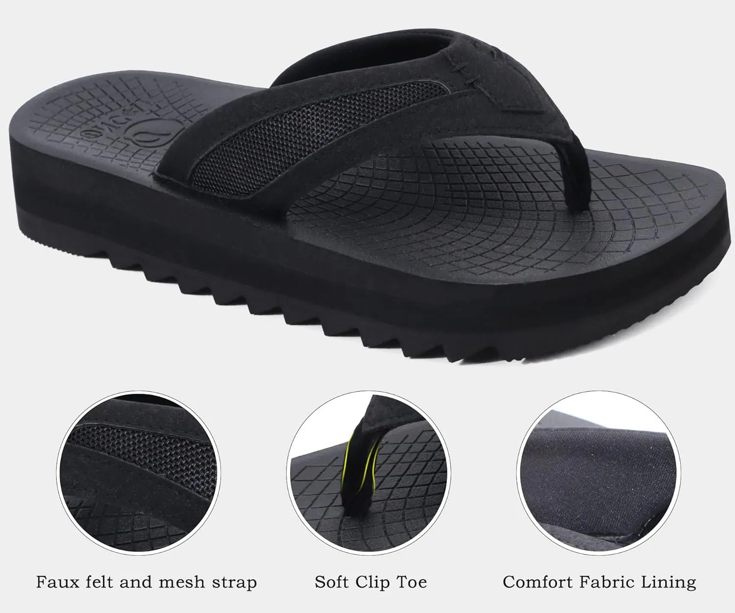 ONCAI Men's Flip Flops with Arch Support Orthotic Cushion Recovery Walking Slide Sandals for Men with Platform Summer Comfortable Soft Rubber Soles（US Size 7-15）