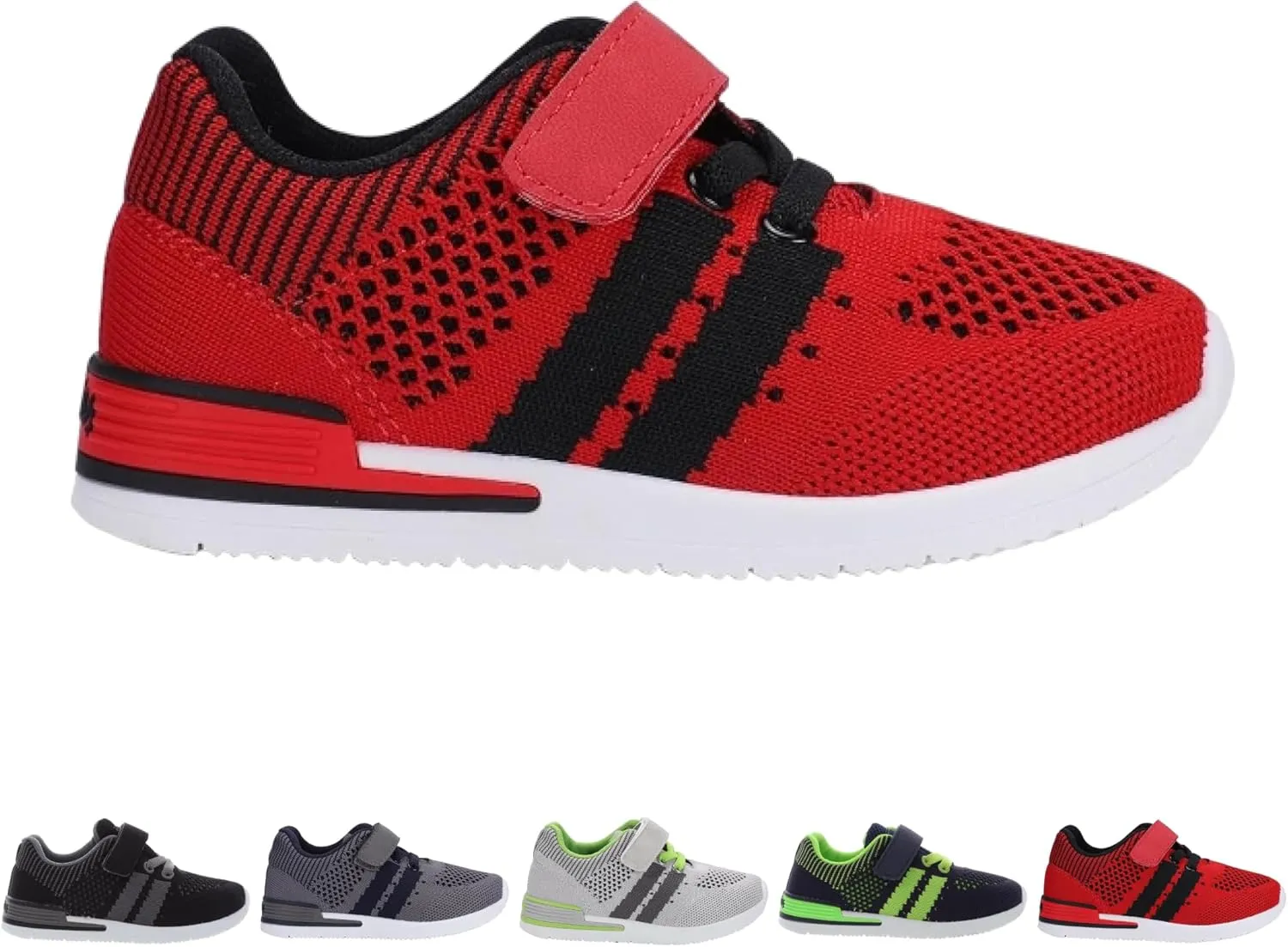 Oomphies Wynn Boys Athletic Sneakers – Breathable Knit Upper, Hook & Loop Closure, Cushioned Insole & Lightweight Design