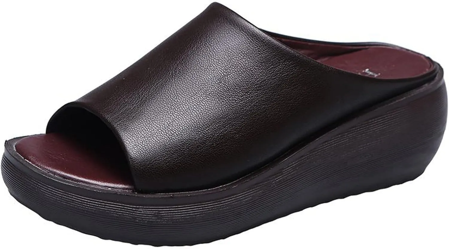 ORNVEION Women's Slip-On Platform Wedge High Heel Sandals,Comfortable and Soft Fashion Open Toe Slippers, Casual Outdoor Shoes