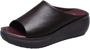 ORNVEION Women's Slip-On Platform Wedge High Heel Sandals,Comfortable and Soft Fashion Open Toe Slippers, Casual Outdoor Shoes