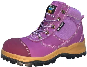 Otway Womens Eureka Steel Toe Work Boots Purple Size 7 US and Merino Treads Socks Violet Bundle. Comfort and Value for Money. Tradeswomen/Farmers. Easy Fit Zip Side