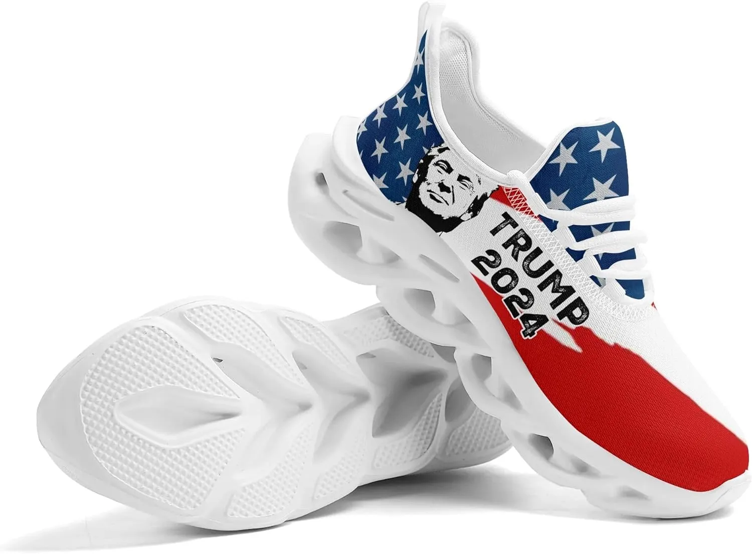Patriogee Trump 2024 Sneakers - Patriotic American Flag Support Shoes for Men