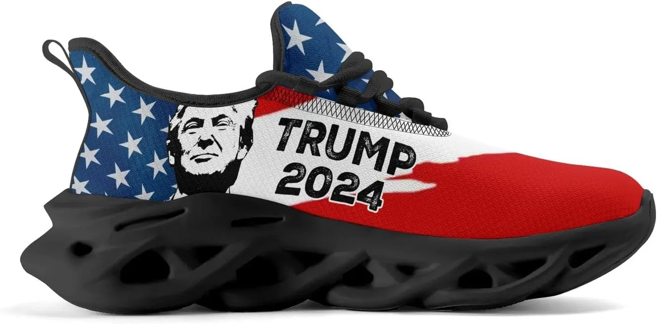 Patriogee Trump 2024 Sneakers - Patriotic American Flag Support Shoes for Men
