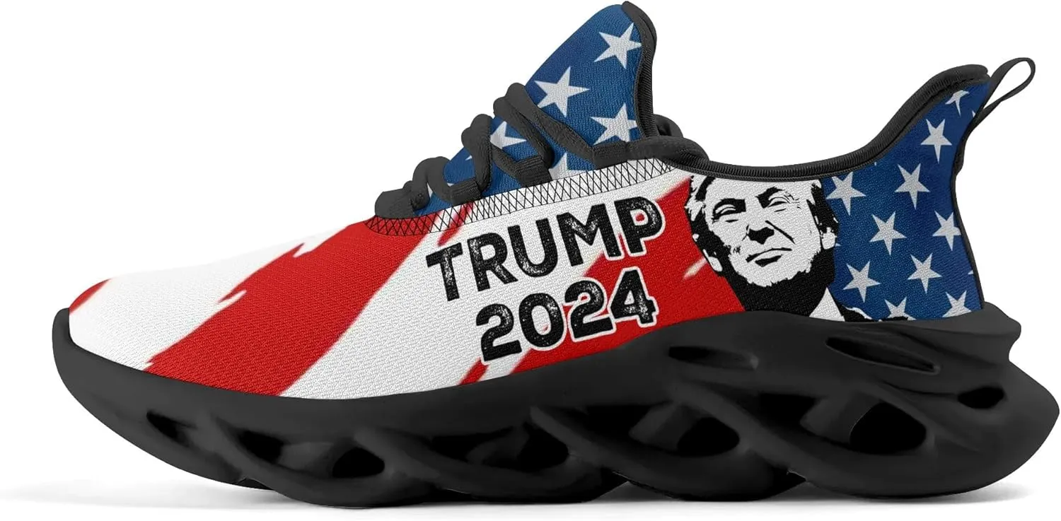 Patriogee Trump 2024 Sneakers - Patriotic American Flag Support Shoes for Men
