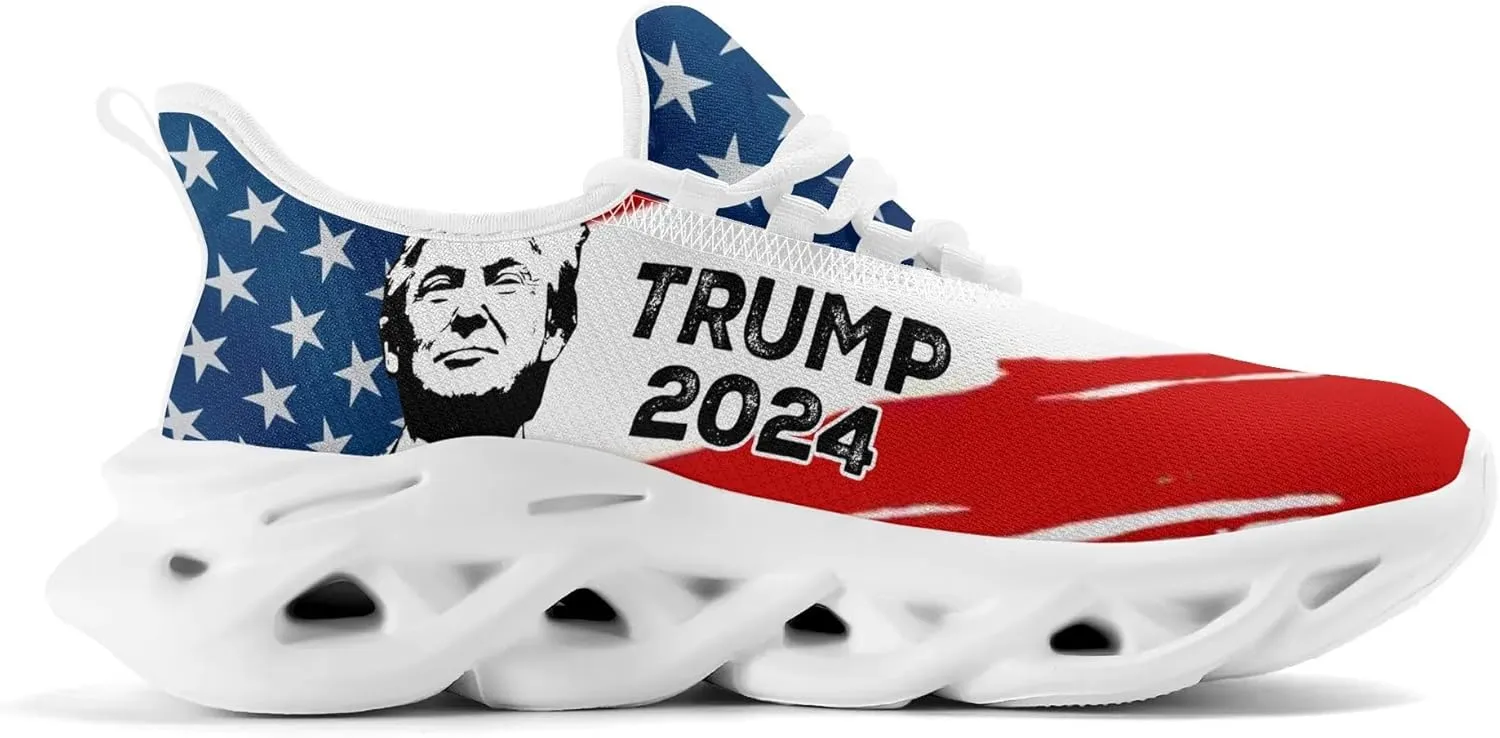 Patriogee Trump 2024 Sneakers - Patriotic American Flag Support Shoes for Men