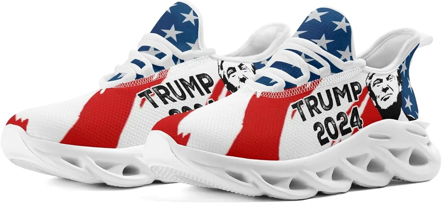 Patriogee Trump 2024 Sneakers - Patriotic American Flag Support Shoes for Men