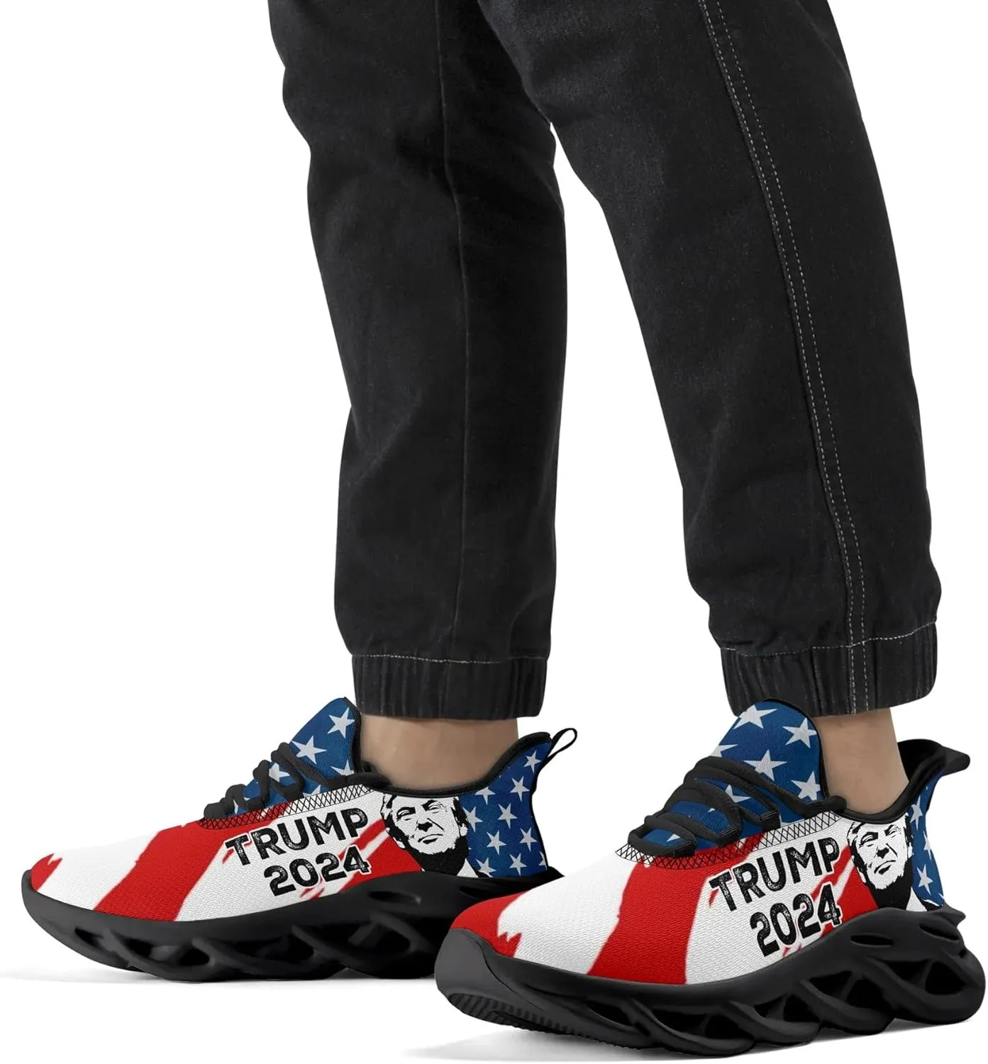 Patriogee Trump 2024 Sneakers - Patriotic American Flag Support Shoes for Men