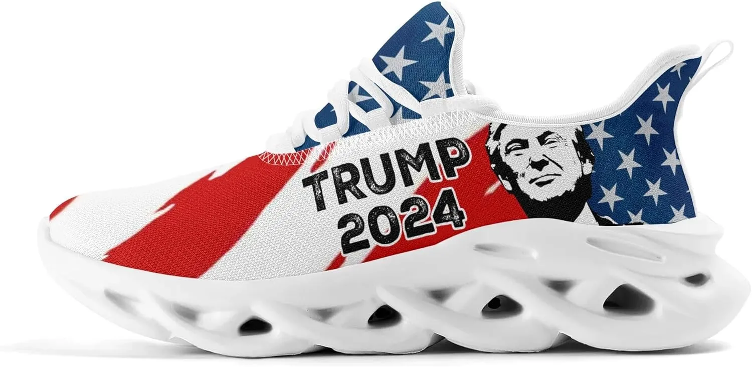 Patriogee Trump 2024 Sneakers - Patriotic American Flag Support Shoes for Men