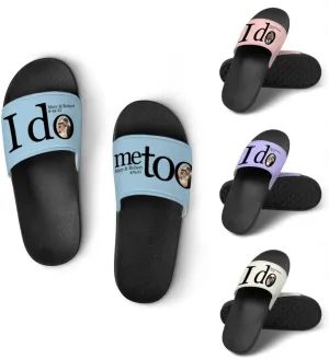 Personalized Slippers Sandals Custom House Sandals with Photo Name Date Design, Customized Slip-On Flip Flops Casual Slides for Women Men, Quick Drying Shower Shoes for Couples Weddings Anniversary