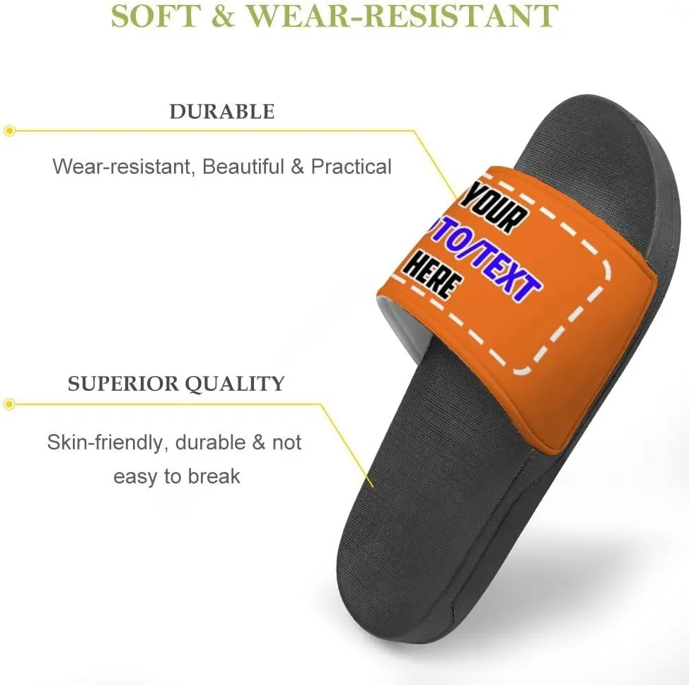 Personalized Slippers Sandals Custom House Sandals with Photo Name Date Design, Customized Slip-On Flip Flops Casual Slides for Women Men, Quick Drying Shower Shoes for Couples Weddings Anniversary